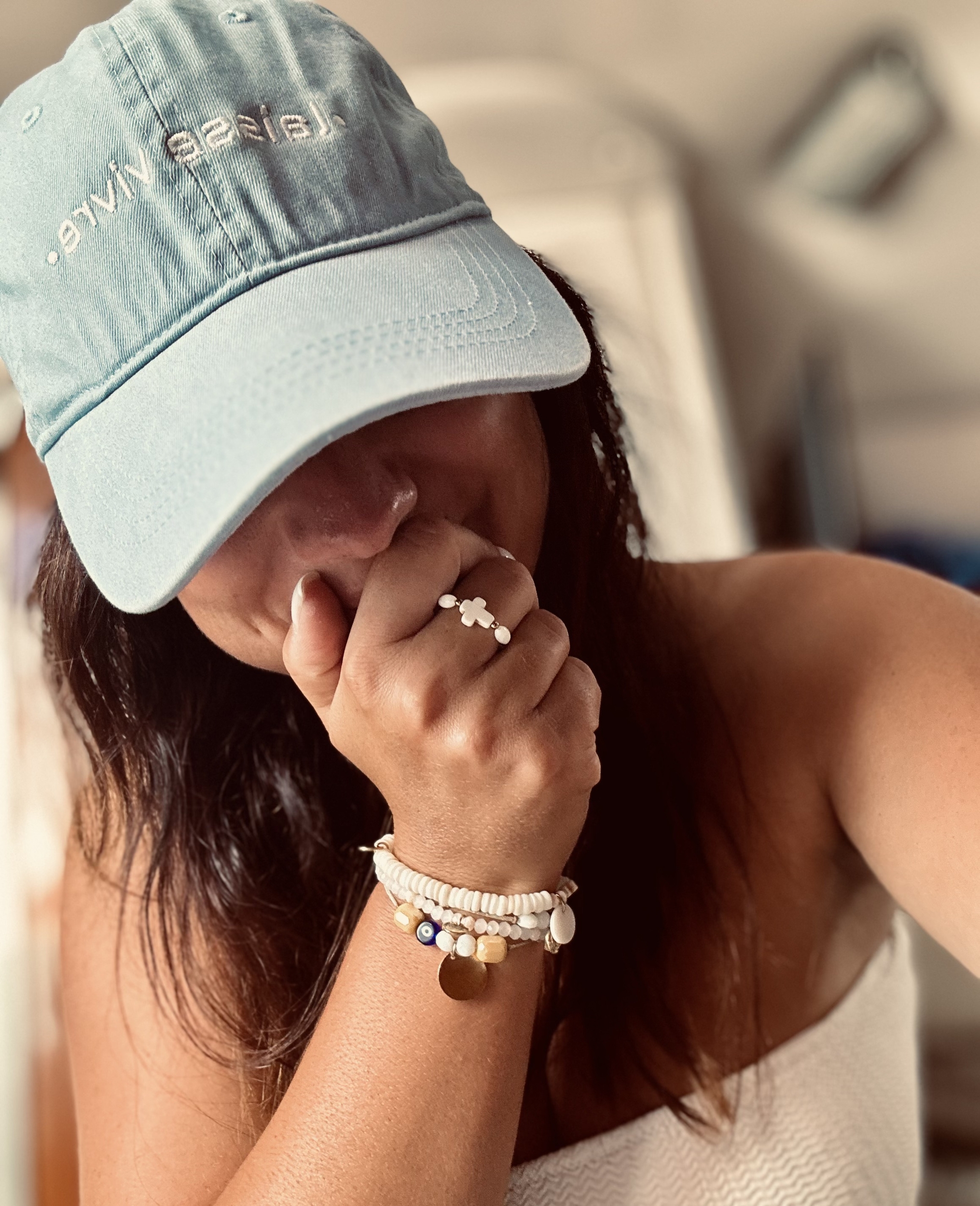 casquette broderie laisse vivre bleu casquette influence maryva positive vives