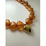 Collier avec des coeurs marron, fabriqué à la main, collier coeur pas cher