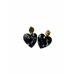 Boucle noir fabriquées à la main en forme de coeur noir et blanc, marque de bijoux Influence Maryva