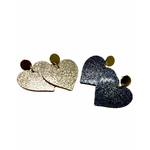 Boucles doreilles en forme de gros coeur fabriquées à la main