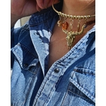 Collier avec une grosse tête de buffle en acier inoxydable pas cher, collier rigide
