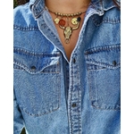 Collier doré avec une chaine rigide et avec une grosse tête de buffle