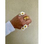 Bague réglable en forme de fleur et de coeur doré en acier inoxydable, livraison rapide et pas cher, eshop Influence Maryva
