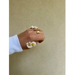 Bague fleur en acier inoxydable doré hypoallergénique