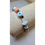 Bracelet pour homme avec oeil de protection et croix en nacre, bracelet short sundek