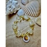Bracelet jaune avec des gros coeurs, bracelet fait main, eshop Influence Maryva