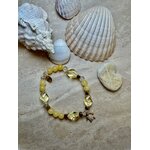 Bracelet en perles avec une breloque à strass en forme de tortue, bracelet pas cher en perle jaune