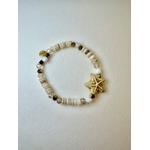 bracelet élastique avec une étoile de mer en céramique, bracelet en coquillage