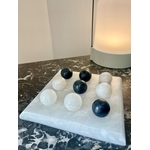 Jeu de morion design en marbre, jeu pour adulte et pour enfant, marbre blanc et noir