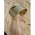 Manchette design doré en acier inoxydable, idée de cadeau pas cher pour sa maman, une femme ou une ado, manchette réglable pour tous les poignets, manchette pour les gros poignets