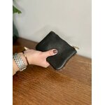 Porte-monnaie en 100% cuir marron et noir et camel avec des poils