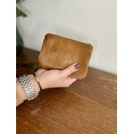 Porte-monnaie à poils camel 100% cuir