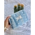 Pochette amour bleu broderie dentelle blanche