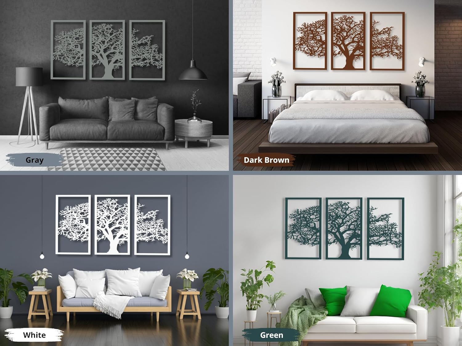Décoration Murale Arbre De Vie En Bois – Design 3D Noir Et Doré, MDF 6 Mm, Pour Salon, Chambre, Bureau