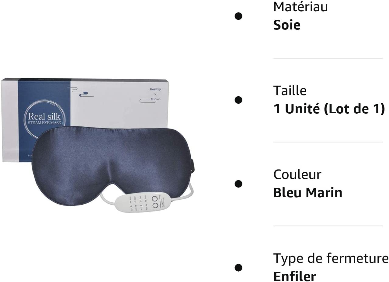 PJYU Masque de Sommeil Chauffant Bleu Marin - Détails
