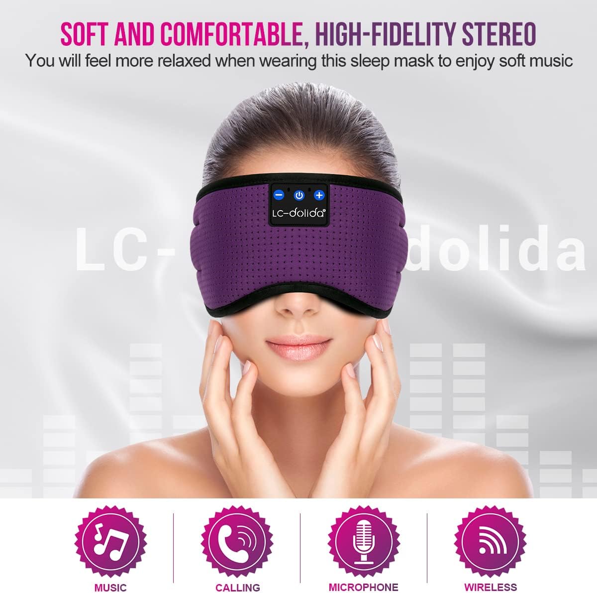 LC-Dolida Masque de Nuit Sonore Bluetooth - Stéréo Haute Fidélité Douceur Et Confort,