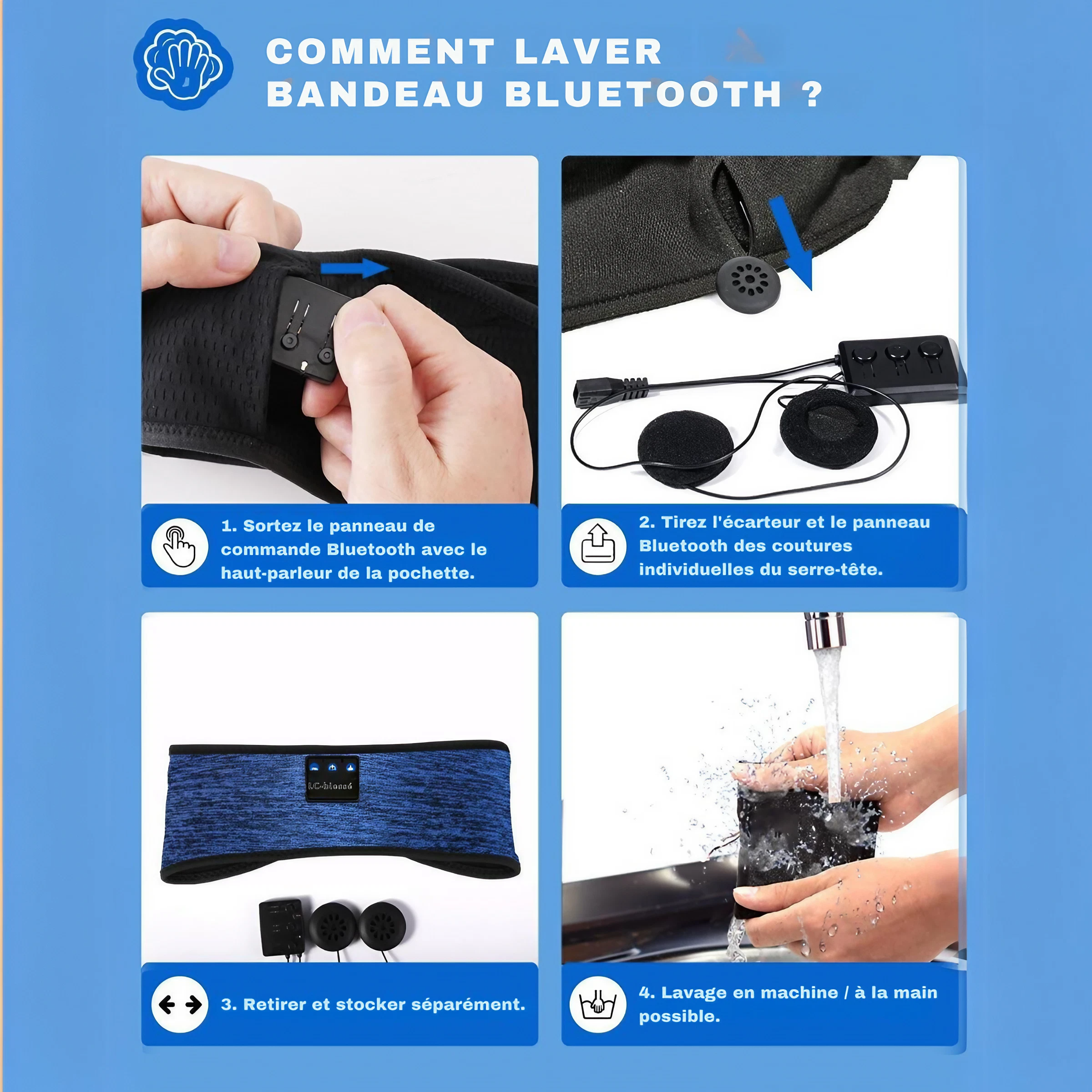 Comment laver LC-dolida Bandeau de Sommeil Bluetooth