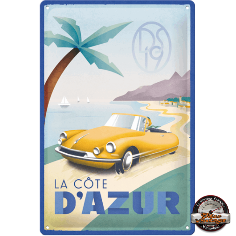 plaque métal relief citroen ds cote dazur nostalgic art 20x30 cm