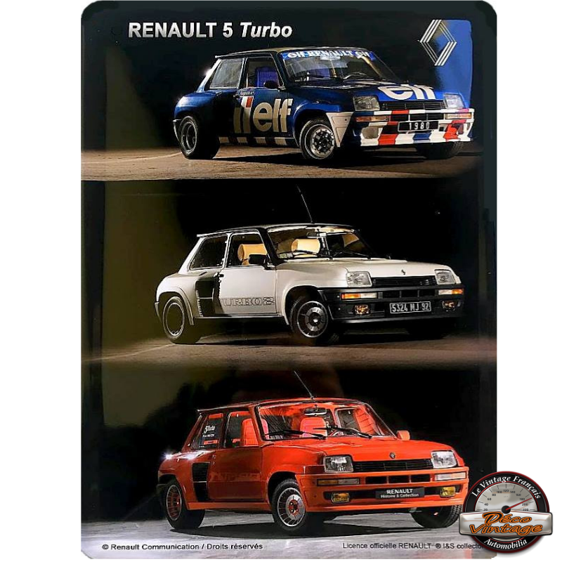 plaque métal vintage R5 turbo renault 30x40 cm