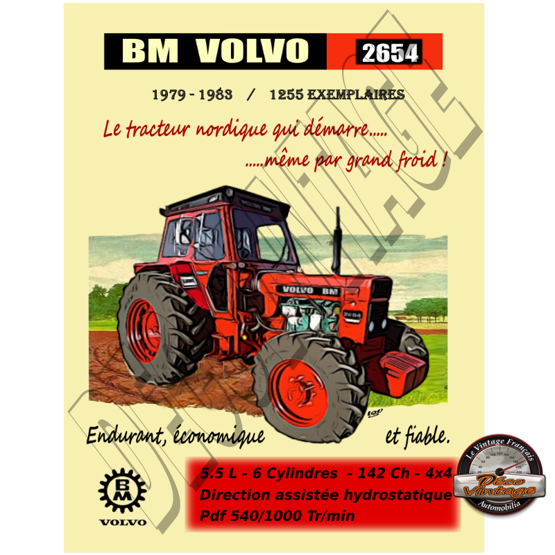 plaque métal tracteur volvo BM bolinder 30x40 cm