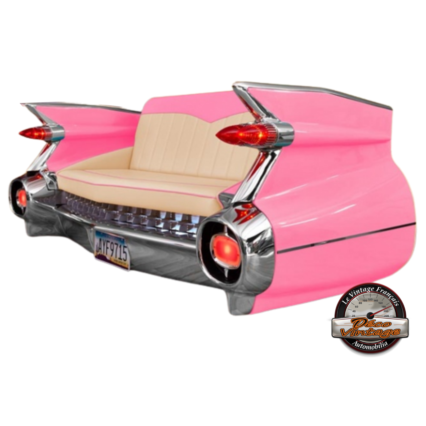 canapé voiture américaine Cadillac 1959 rose pink