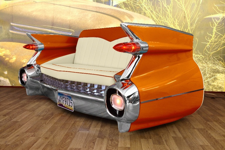 canapé voiture cadillac orange 1959