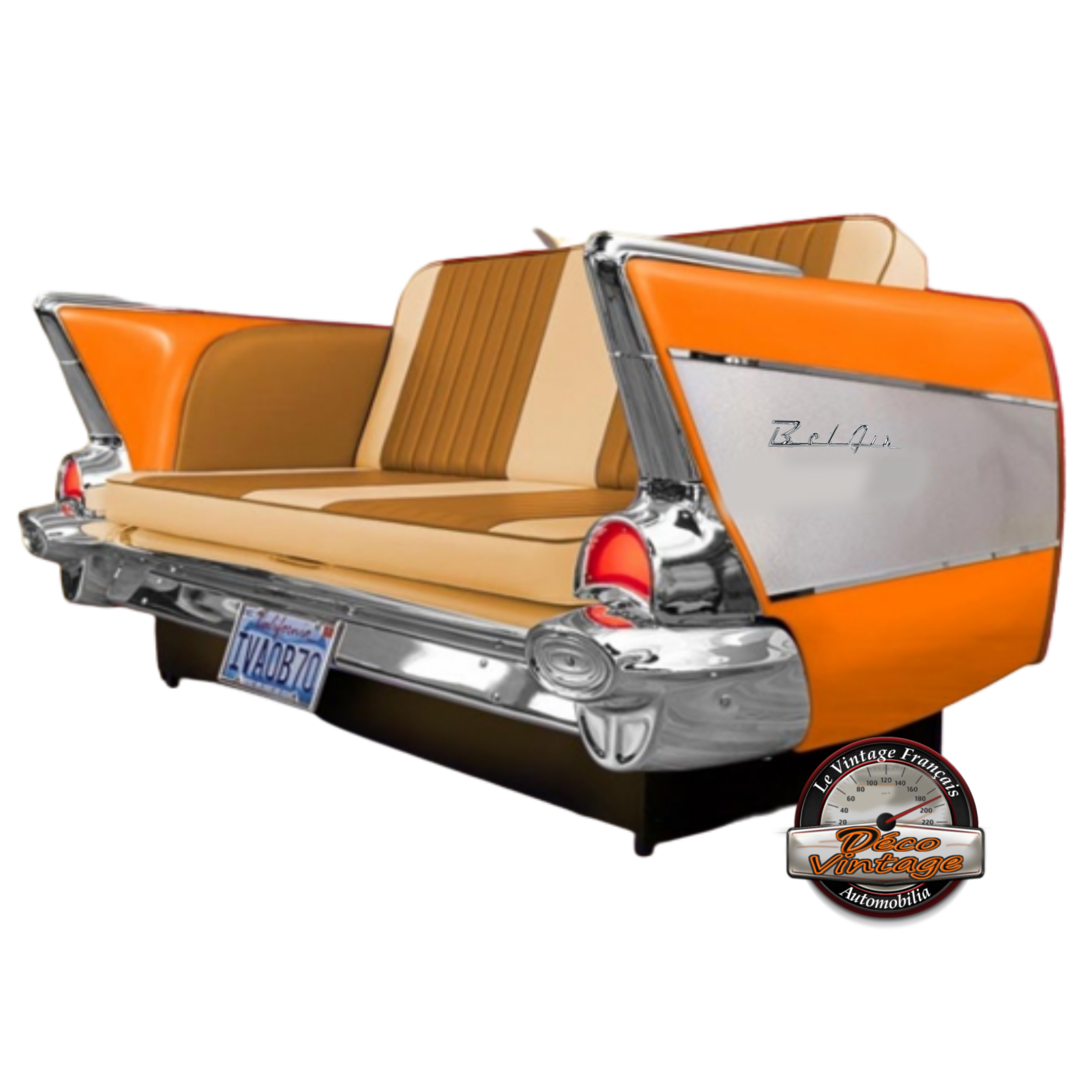 canapé voiture américaine Chevrolet vintage orange