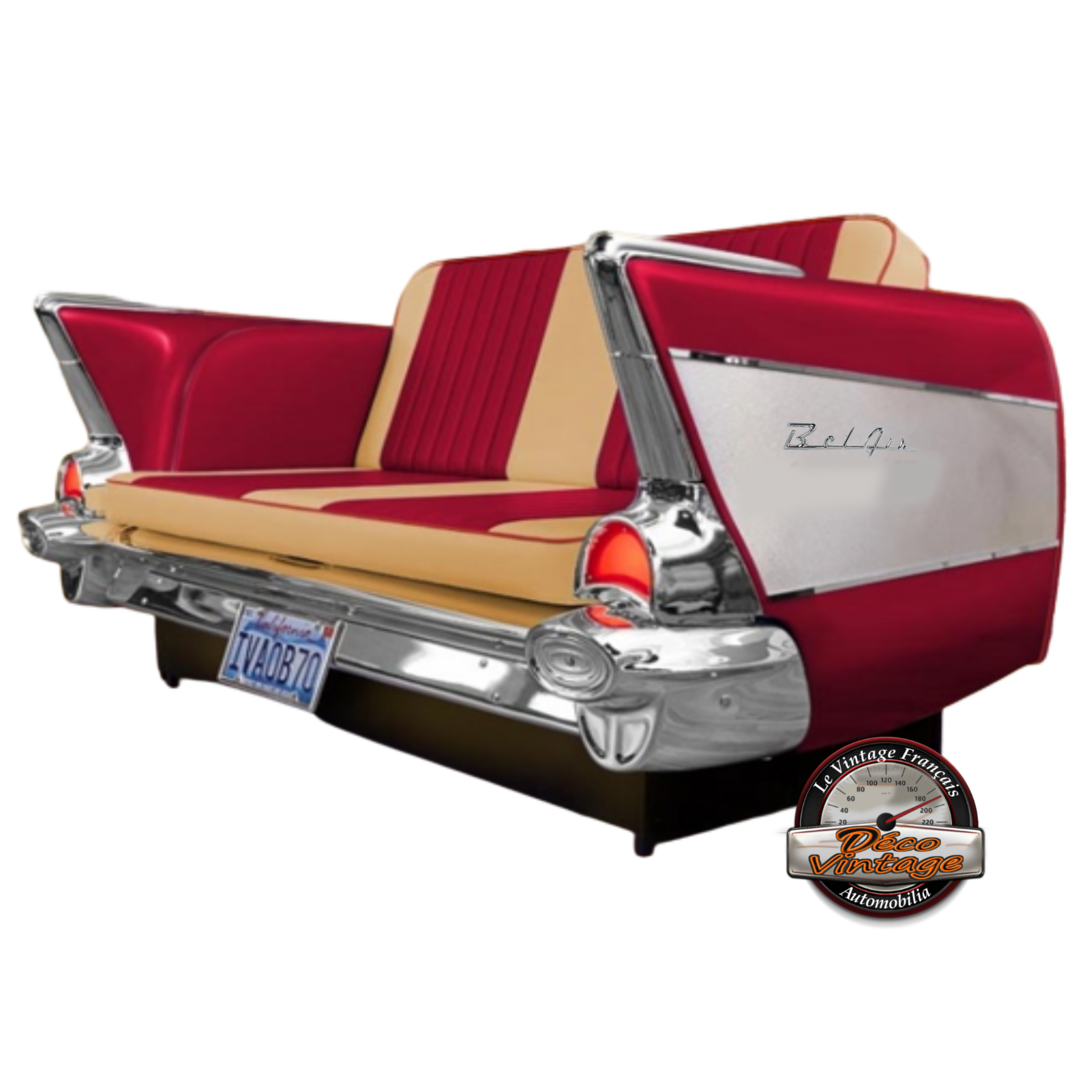 canapé voiture américaine Chevrolet vintage rouge ruby