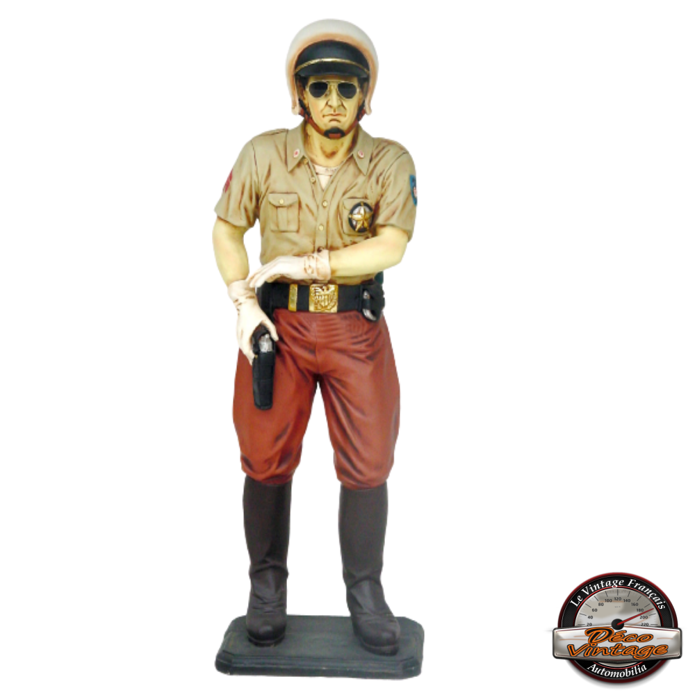 statue résine policier motard américain