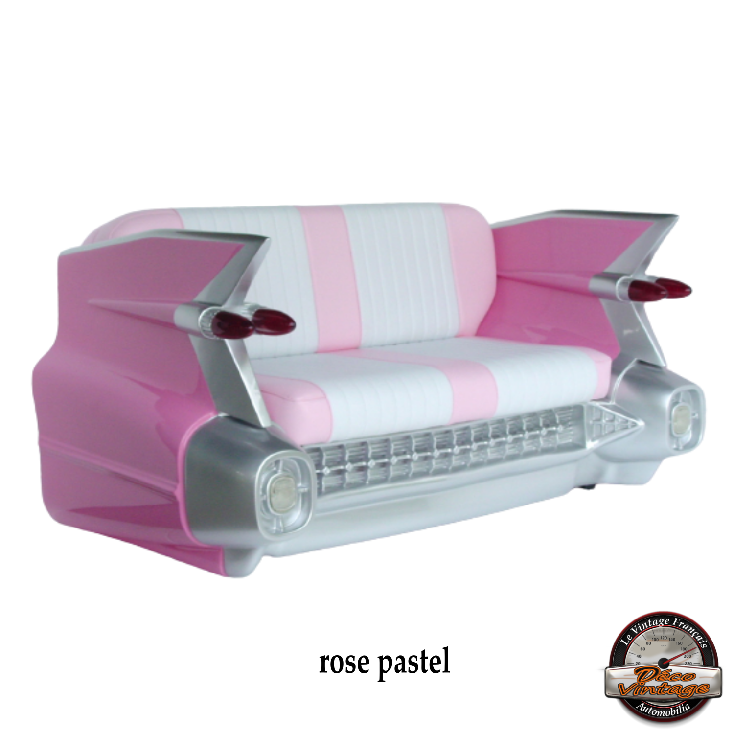 canapé banquette voiture cadillac rose pastel