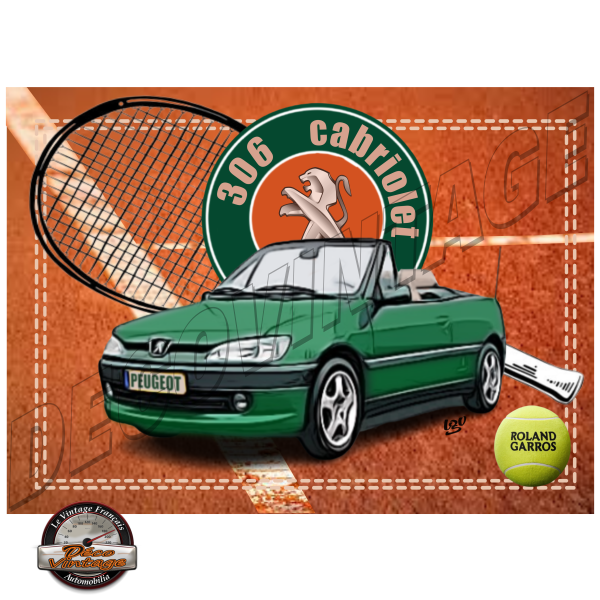 plaque métal peugeot 306 rolland garros cabriolet