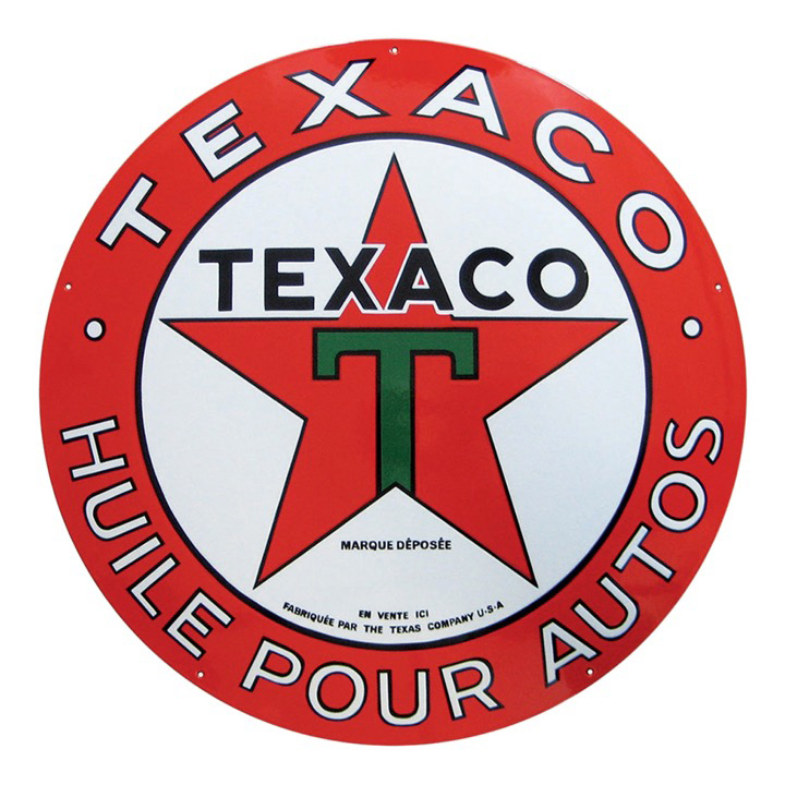 Plaque émaillée - Texaco - Fire Chief Gasoline - 12 cm - Vintage - À suspendre - Maison