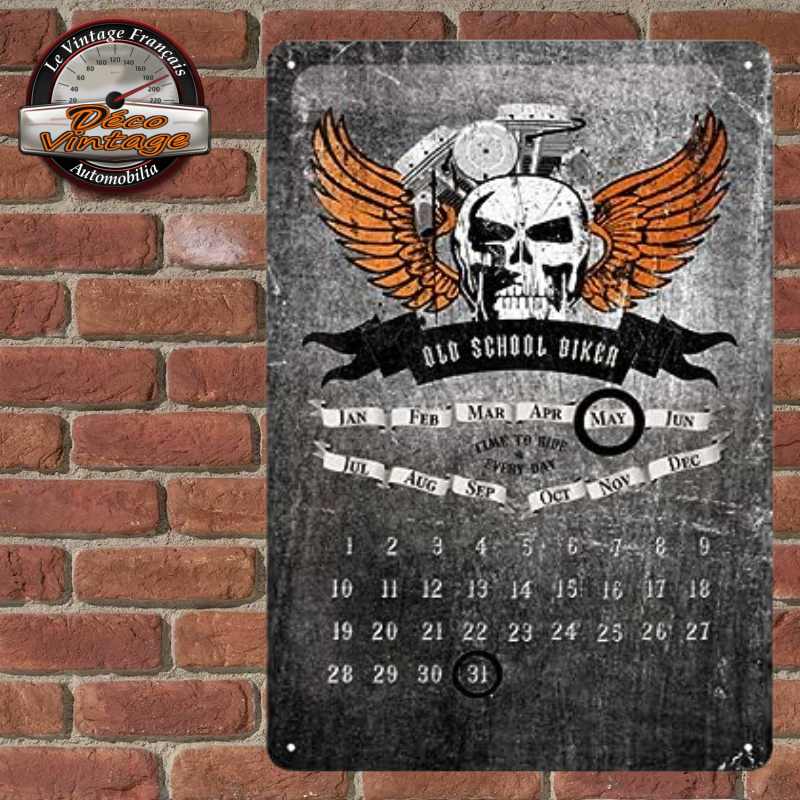 Calendrier perpétuel Old School biker Déco murale/Calendriers