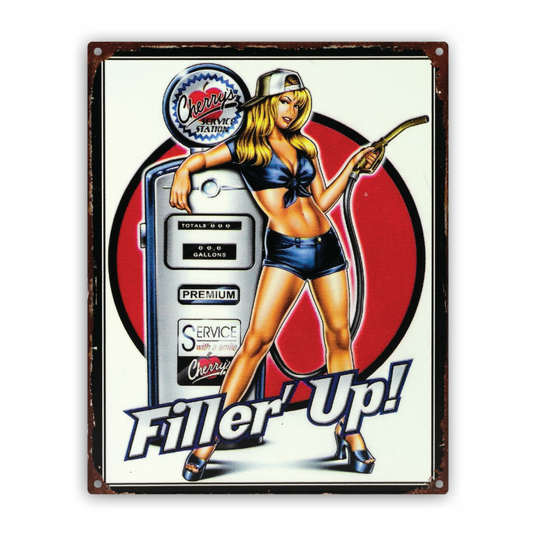 Plaque Pin Up Filler Up Déco Muraleplaques 20x30 Cm Decovintage 