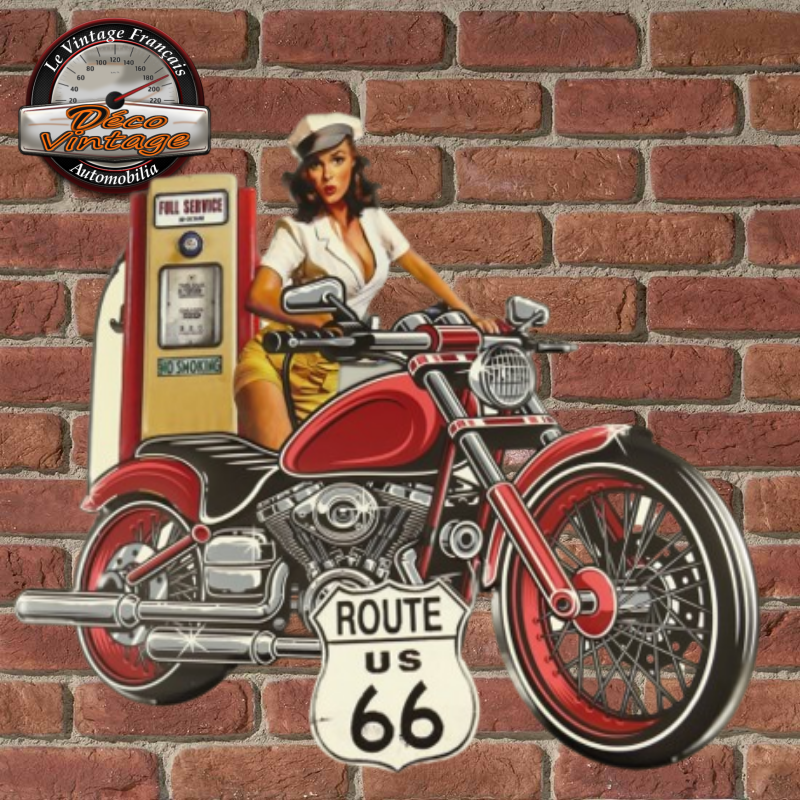 plaque moto américaine route 66 vintage