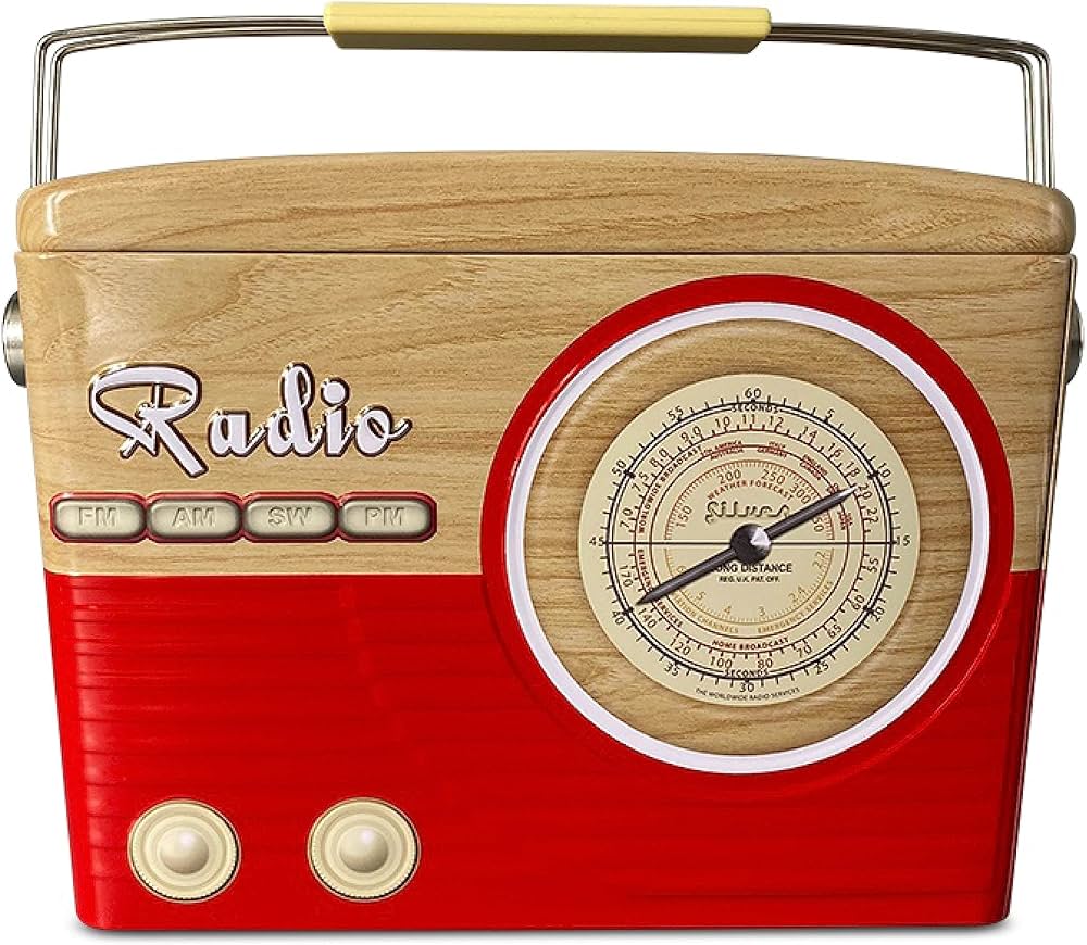 boite métallique radio rouge stylé rétro