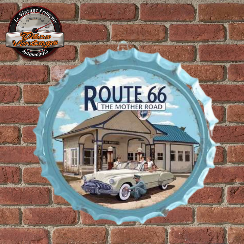 aubaho Plaque publicitaire tôle Capsule Route 66 décoration Murale 50cm Nostalgie Moto