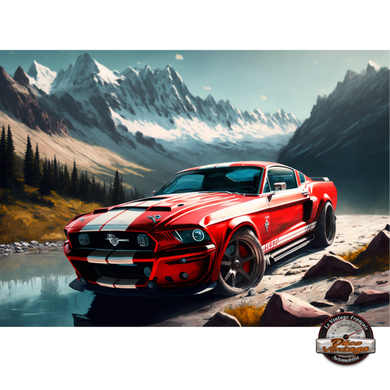 plaque embossée ford mustang gt500 rouge