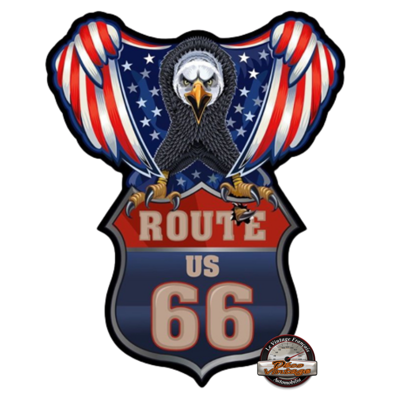 plaque tôle embossée aigle drapeau américain route 66 US