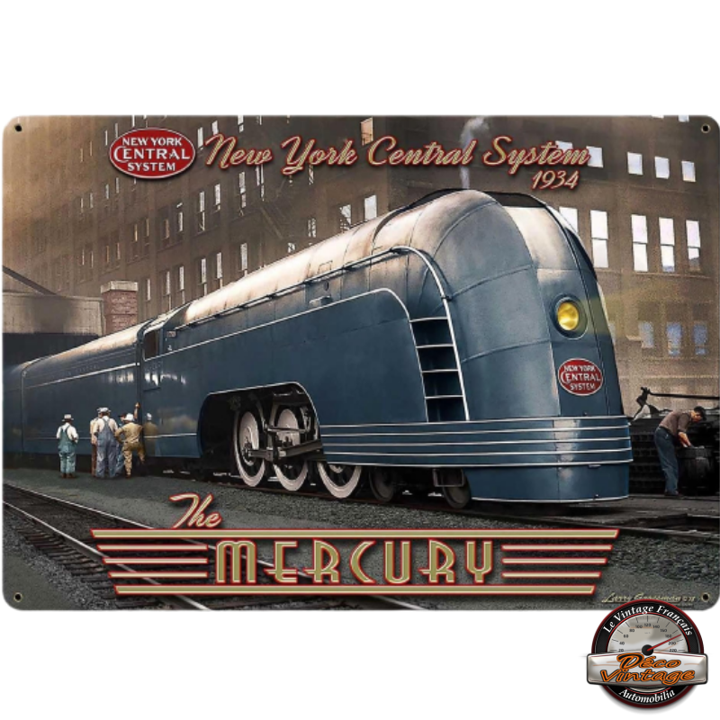 plaque déco train mercury NY central system 20x30