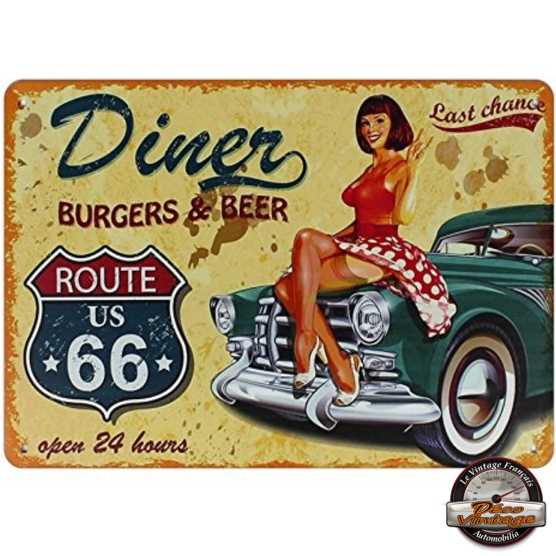 Plaque Vintage Diner Route 66 Déco Muraleplaques 20x30 Cm Decovintage 