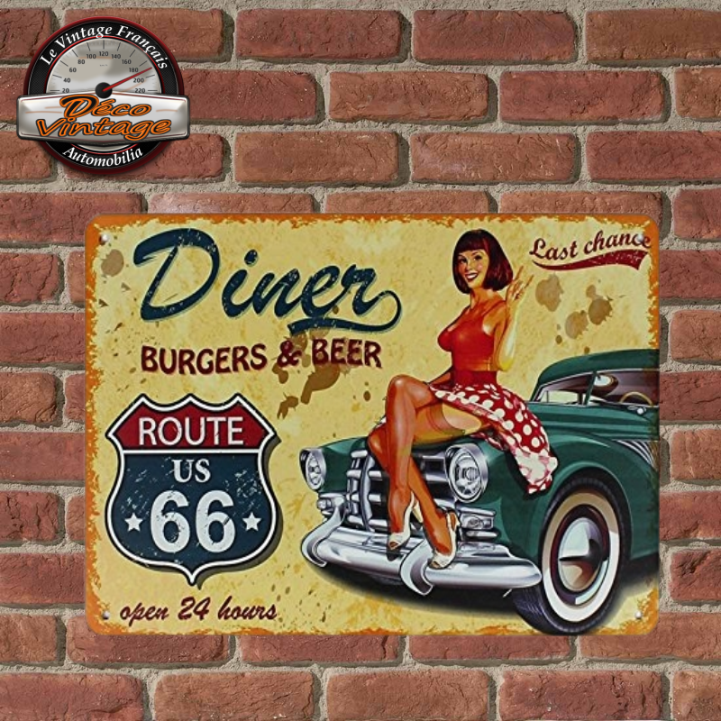 Plaque Vintage Diner Route 66 Déco Muraleplaques 20x30 Cm Decovintage 