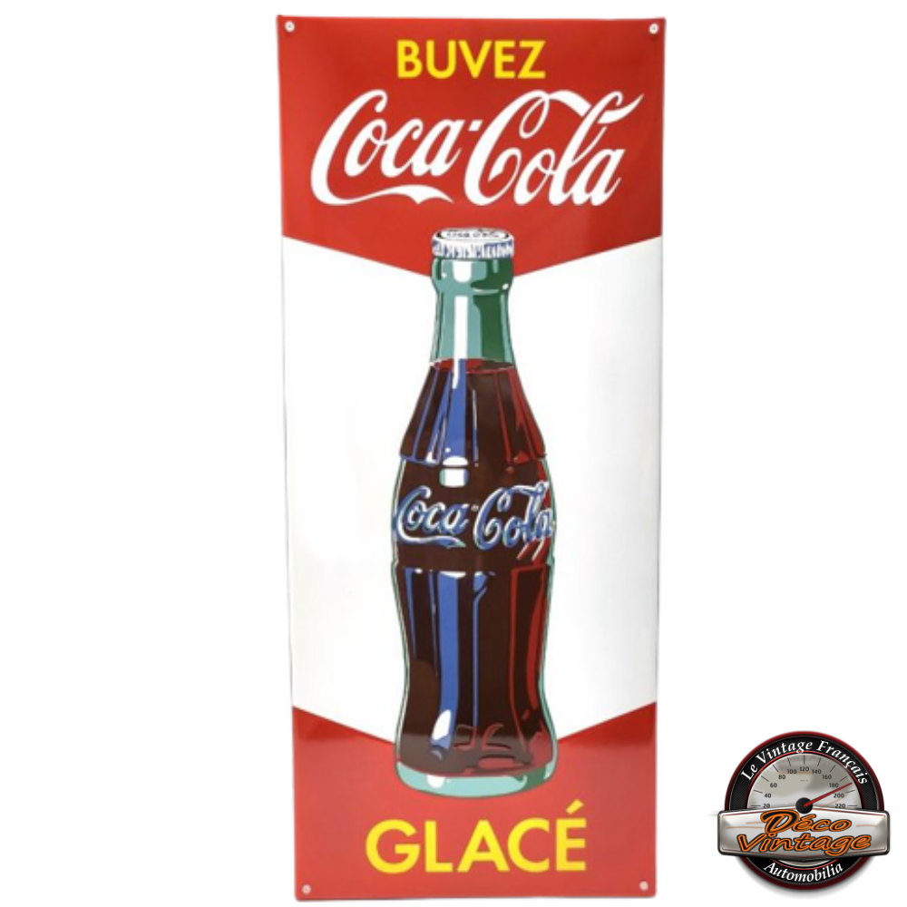plaque émaillée Buvez Coca-cola glacé