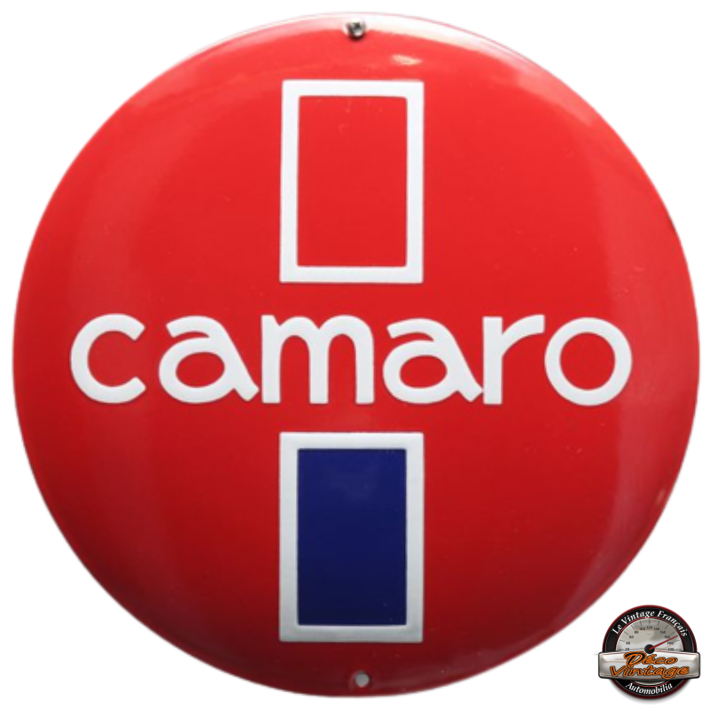 plaque émaillée logo camaro ronde 50cm