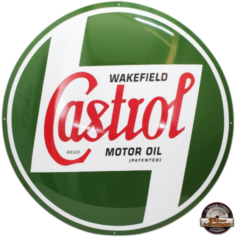 plaque émaillée logo castrol motor oil ronde 50cm