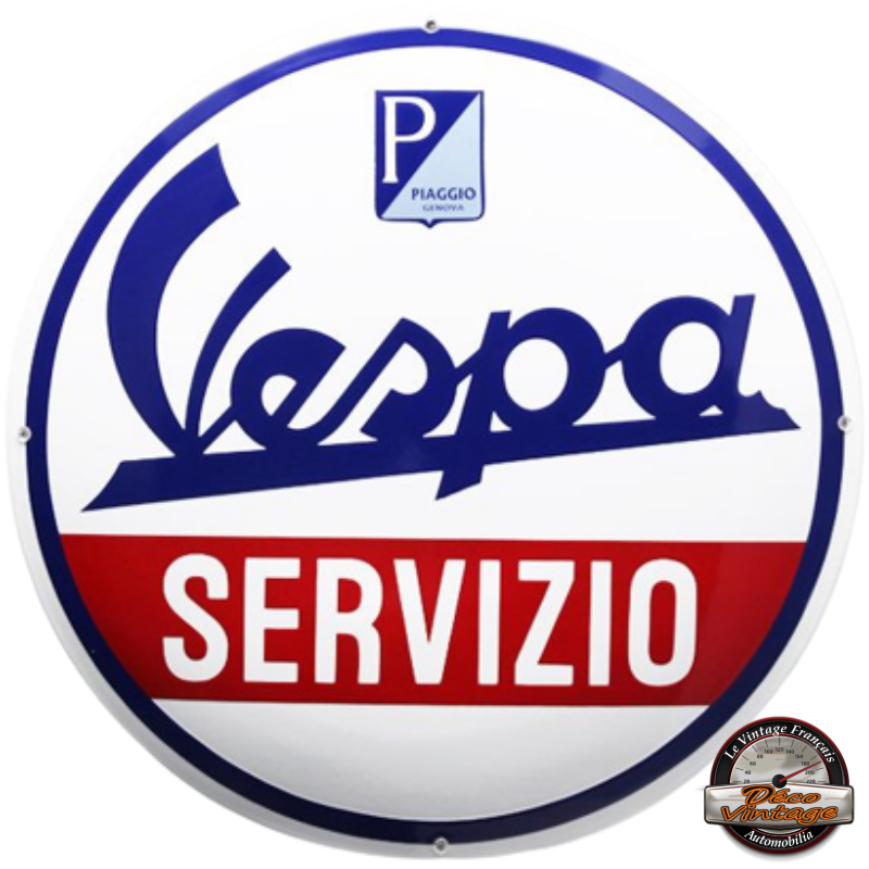 plaque émaillée Vespa servizio ronde