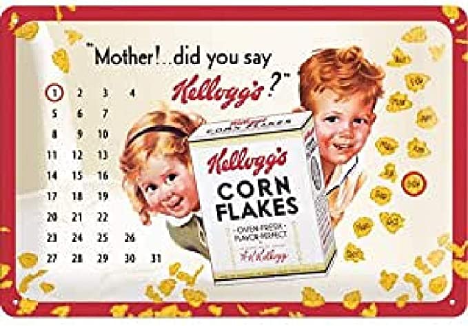 plaque-calendrier-pertuel-vintage-kellogg-s