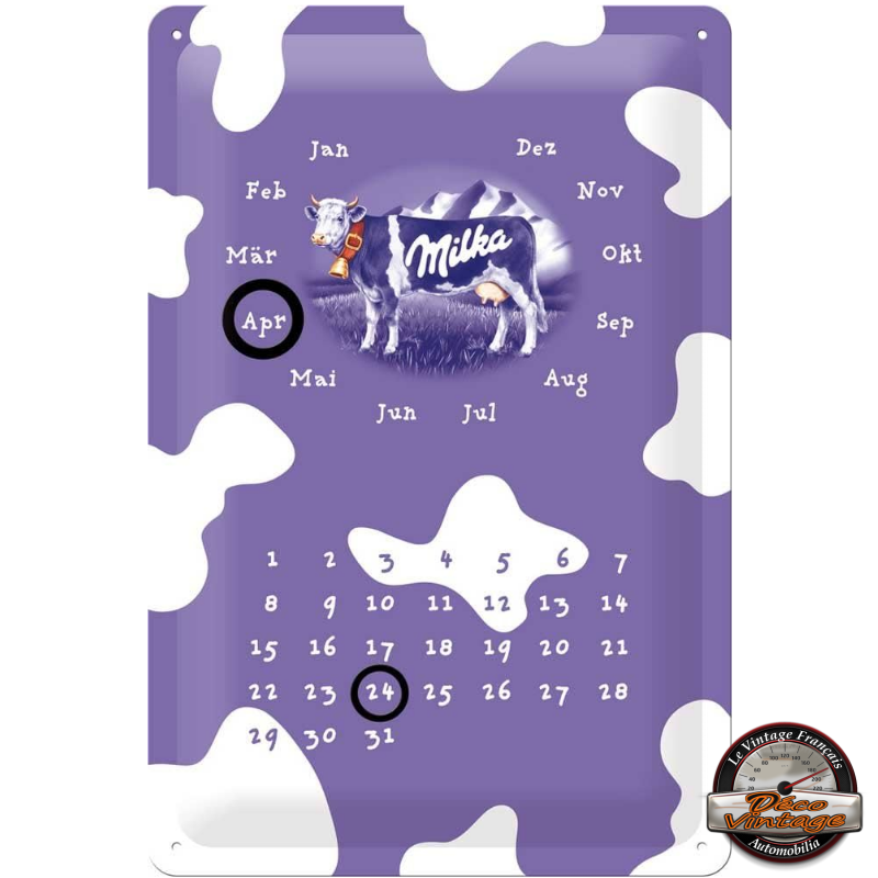 calendrier perpétuel métal milka 20x30cm