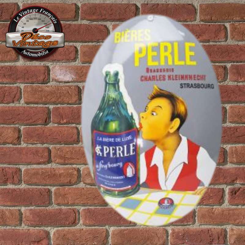 plaque émaillée bière perle rétro 30x20