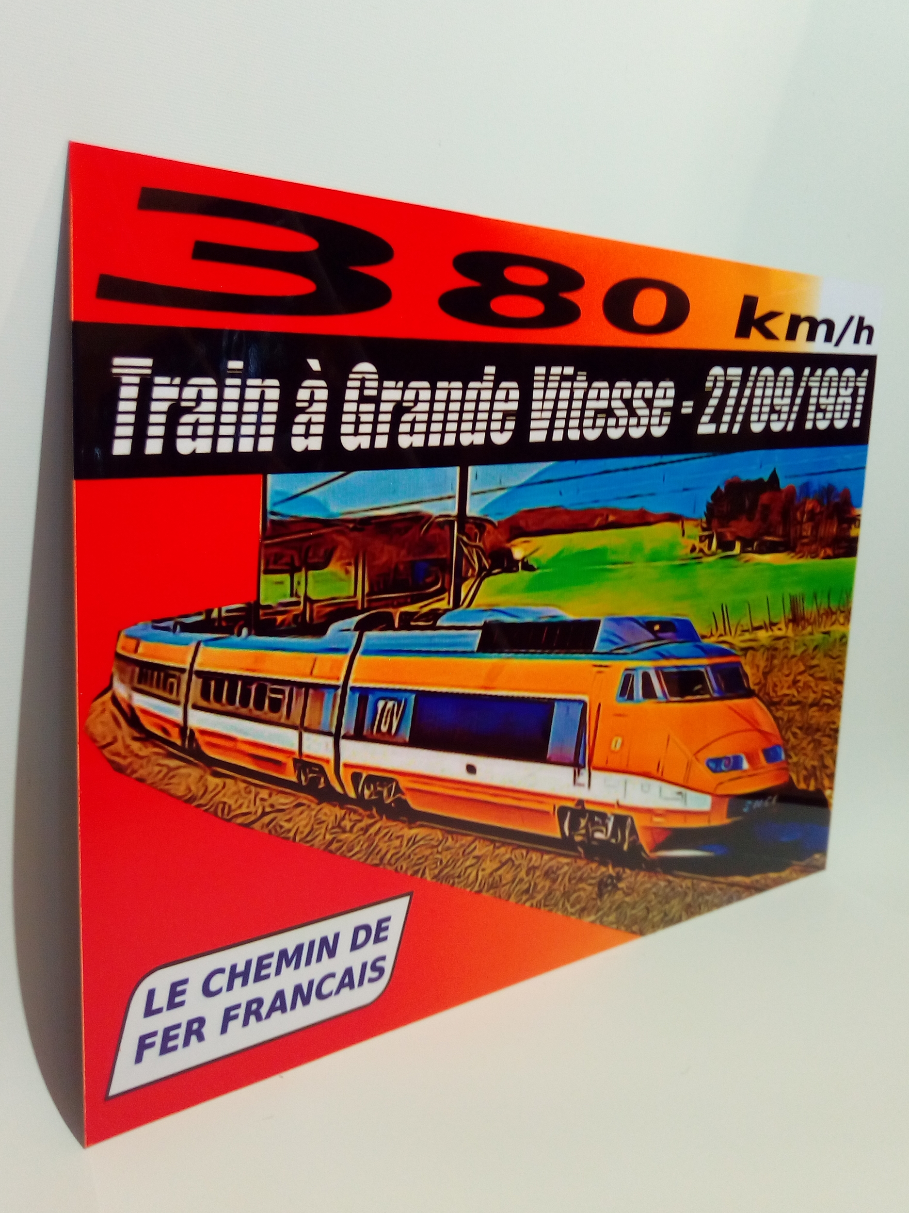 plaque tôle tgv train grande vitesse rétro